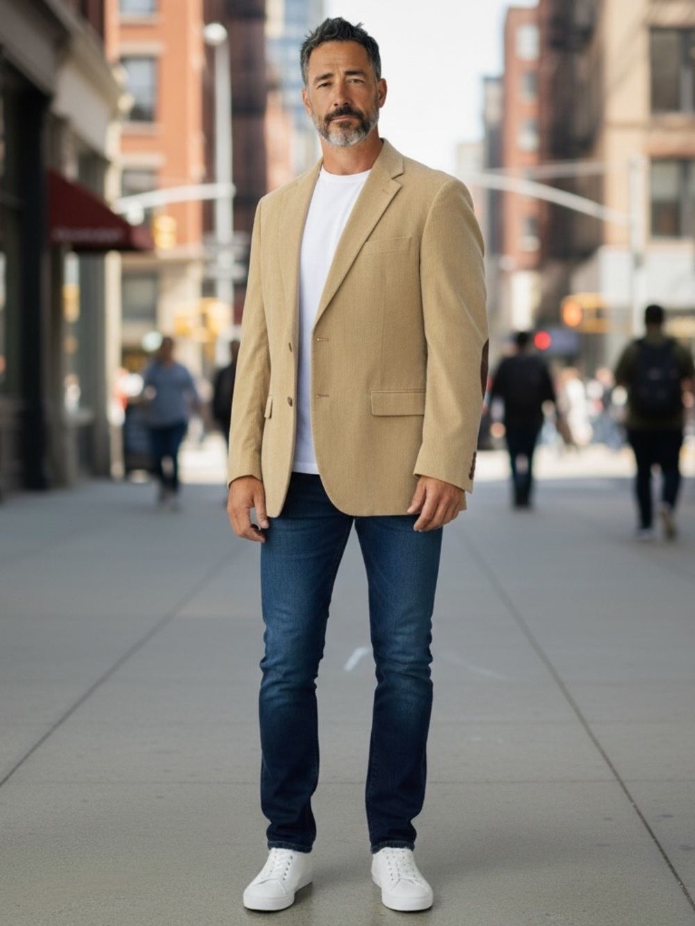 Lauren Ralph Lauren Men's Beige Cotton Sports Blazer with Elbow Patches 42L - Picture 1 of 14